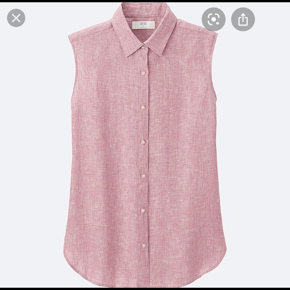 Uniqlo pink linen work shirt